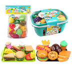 Kitchen Play House Toy Set Simulation Basket Fruit Vegetable Food Cutting Game Educational Kids Montessori Learning Girls Toy