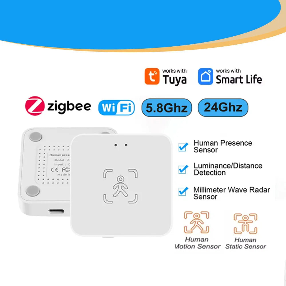 Tuya WiFi / Zigbee Human Presence Detector,Luminance/Distance Detection,  Smart Human Body PIR Sensor Support Home Assistant