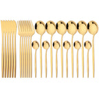 24Pcs Dinnerware Set Stainless Steel Tableware Knife Fork Tea Spoon Cutlery Set Multiple Colour Silverware Kitchen Flatware Set