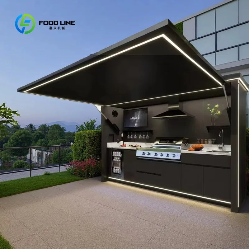 Customized Garden Kitchen with Modular Cabinets and Grill Island Outdoor Kitchen Cabinets