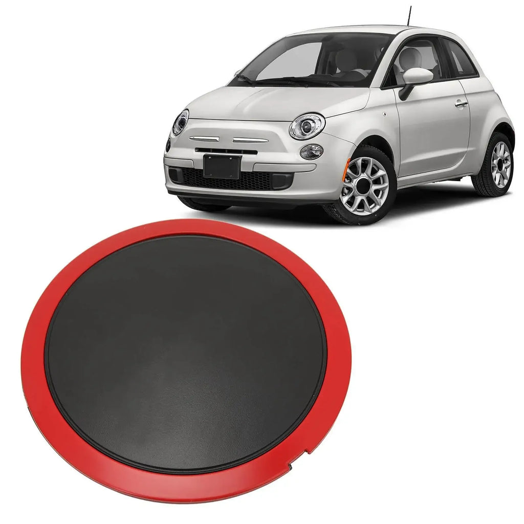 Center Wheel Hup Cap With Chrome Trim 68078419AC Heat Resistant Wheel Hub Center Cap Replacement for FIAT 500 Red Circle White