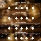 Vintage G40 Frosted Globe String Lights E12 220V EU Warm White 110V US Waterproof Retro Wedding Garden Light New Year's Garland