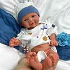 Lifelike 17Inch Baby Girl Vivienne Silicone Reborn Doll Handmade Soft Blue Eyes Adorable Rebirth Doll for Collector’s Gift