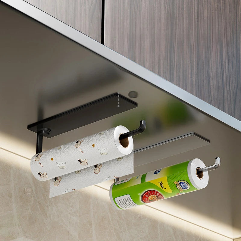 Kitchen Tissue Holder, Household Cling Film, Dishwashing Cloth Storage Bracket, Non Perforated Storage Rack, Roll Paper Holder