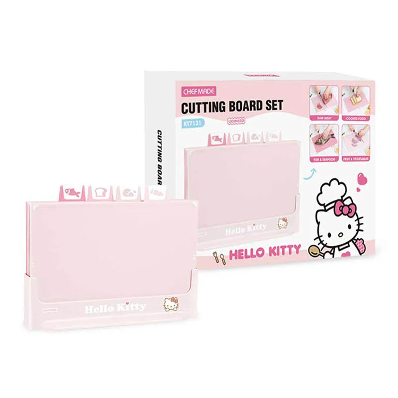 Hello Kitty Anime Girl 4-In-1 Kitchen Cutting Board PP Material with Storage Wholesale Cutting Board Set