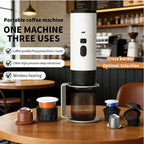 Portable 3-in-1 Wireless Electric Espresso Coffee Machine for Car Home Camping - Capsule Powder Travel Coffee Maker