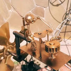 DIY Handcrafted Metal Drummer Windmill Statue Spins with Wind Steampunk Percussionist Music Wind Spinner Garden Decoration
