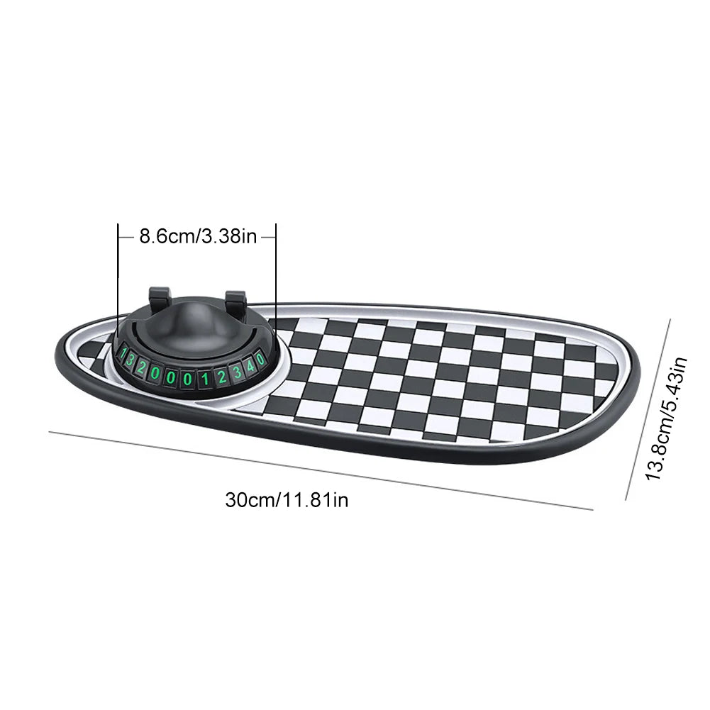Car Dashboard Mat with Parking Number Plate Car Dash Grip Pad Anti-Shake Rotating Car Phone Holder Anti-Slip Car Accessories
