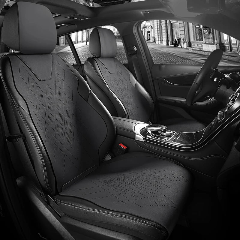Universal Fit Car Accessories Suede Saddle Seat Cushion Pad Half Covered for 90% Sedan SUV Suede Universal Set Cover 5 Seats