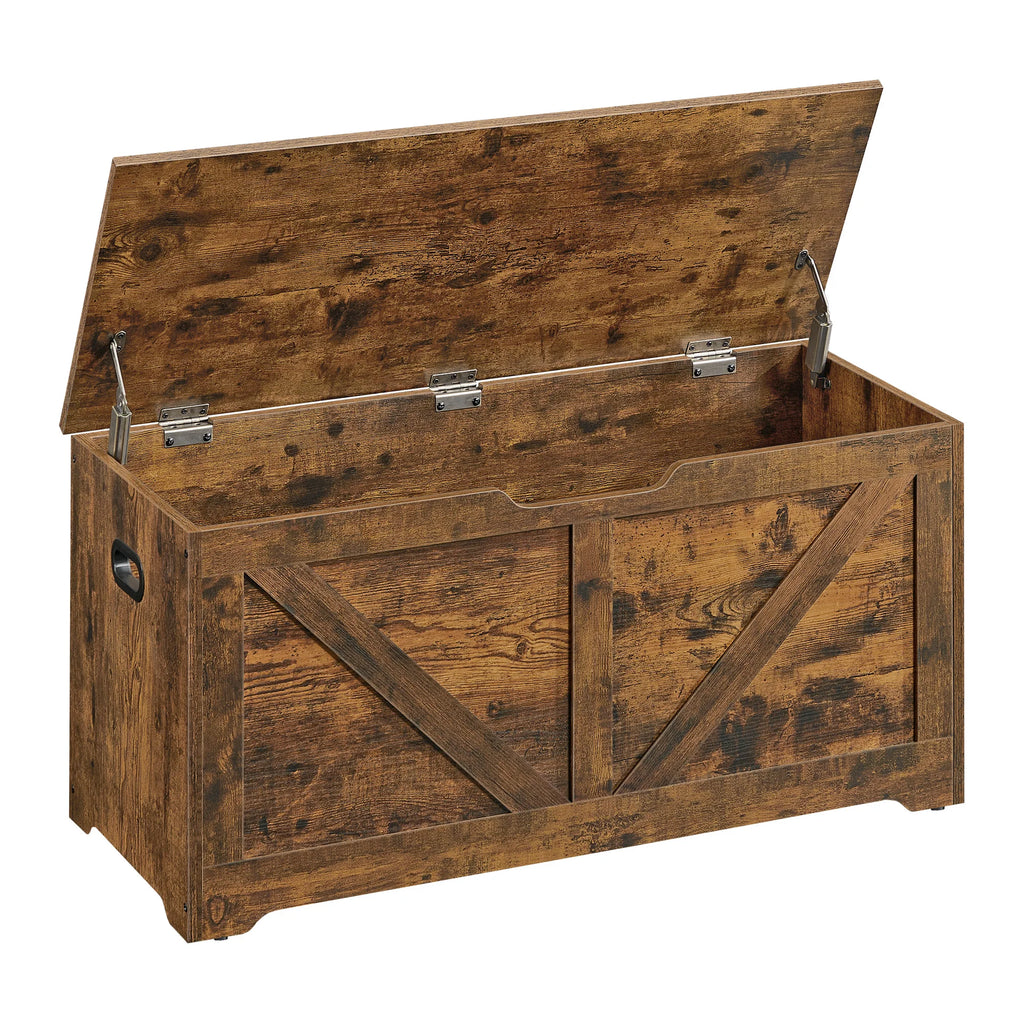 VASAGLE Storage Chest, Storage Bench, Blanket Box with 2 Safety Hinges, Shoe Storage Bench, Farmhouse Style, 40 x 100 x 46 cm