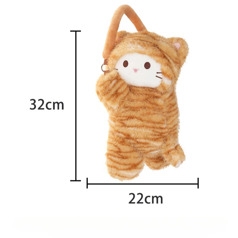 Pink Leopard Print Cat Tissue Plush Toy Car Tissue Box Cute Toy Car Hanging Paper Box Golden Carving Printed Cat Tissue Box
