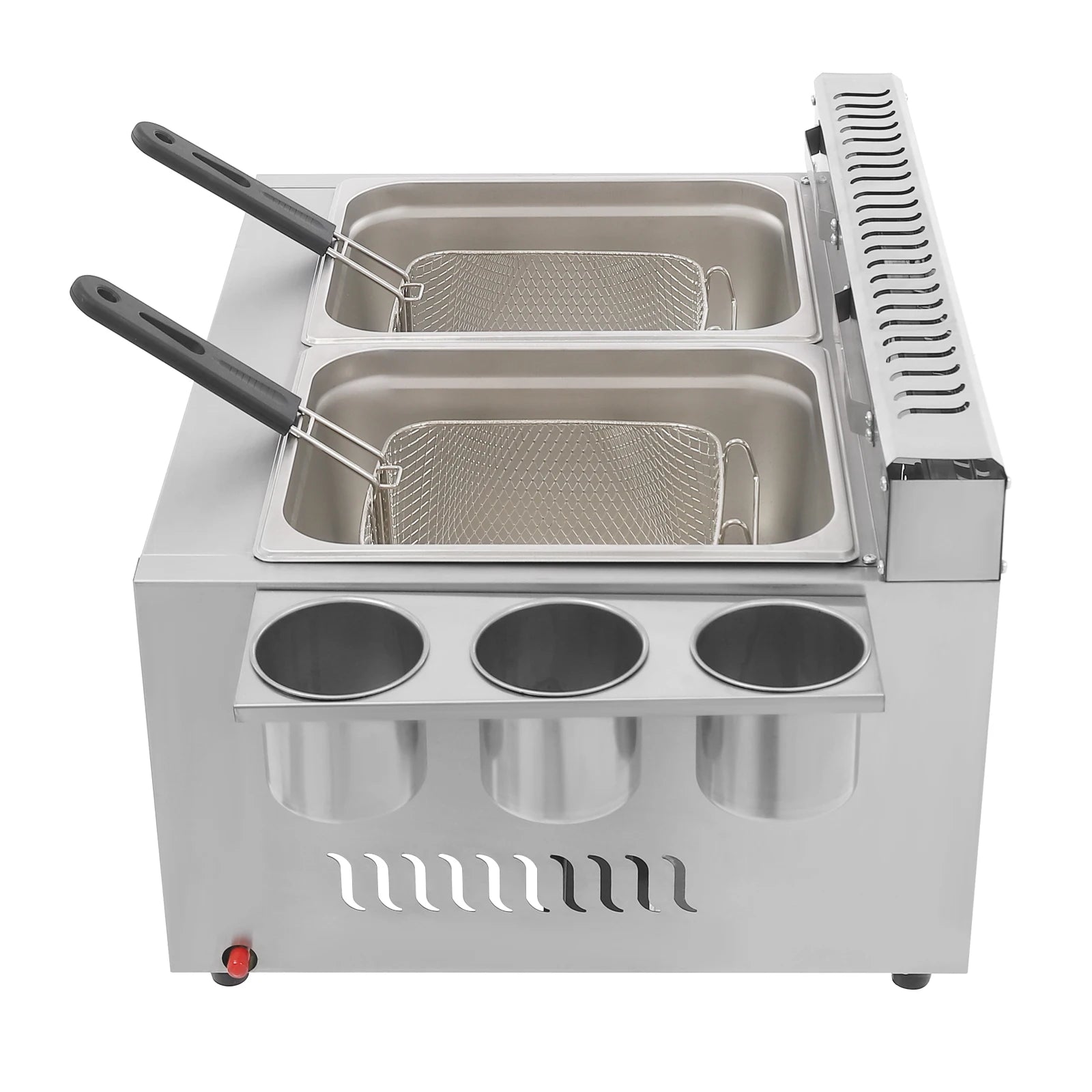 Commercial Gas Deep Fryer 12L Stainless Steel Dual Tank Gas Deep Fryer with 2 Baskets&Lid Countertop Fryer Frying Machine