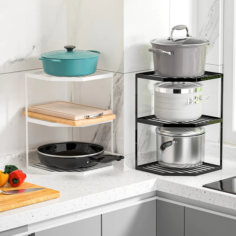Cookware Storage Rack Kitchen Storage Rack Household Layers Kitchen Organizer Fan-shaped Sink Countertop Cabinet Corner Layered