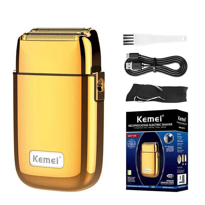 Kemei Tx1 Rechargeable Metal Housing Electric Shaver For Men Hair Beard Electric Razor Bald Head Shaving Machine Barber Tool