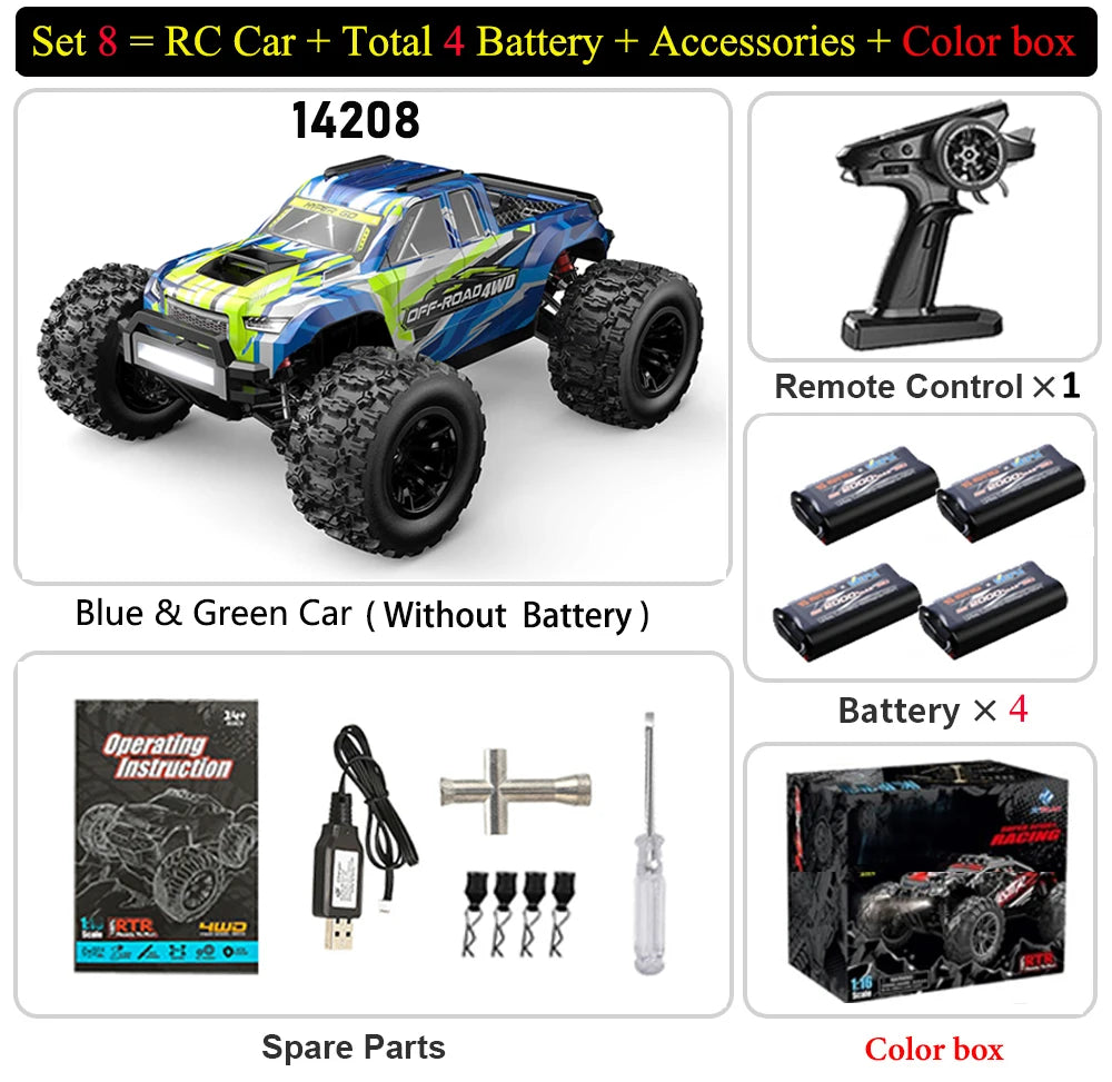 Hyper Go MJX 14207 14208 1/14 4WD 2.4G RC Car 55KM/H Brushless Drift Vehicle Racing Car Remote Control Car Off-Road Truck Toys