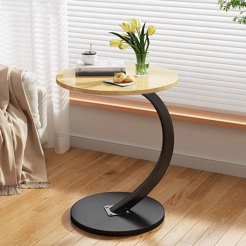 Small apartment light luxury bedside small coffee table round movable small table mini coffee table