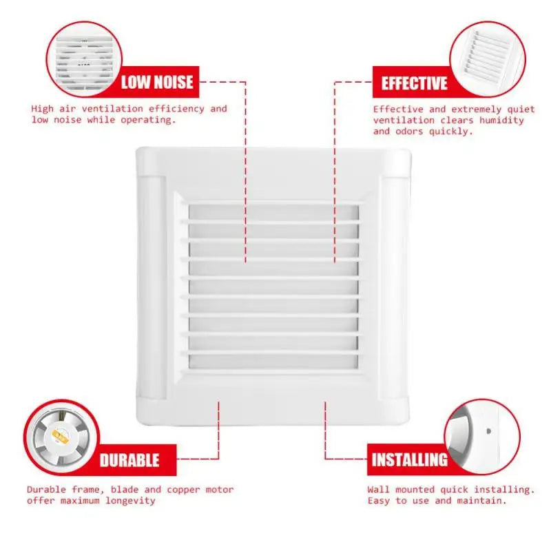 15W 220V Wall Mounted Exhaust Fan Low Noise Home Bathroom Kitchen Gara