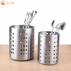 (New) 1Pcs Steel Stainless Cylindrical Chopstick Cutlery Storage Box Suitable For Home Kitchens, Restaurants, And Dormitories