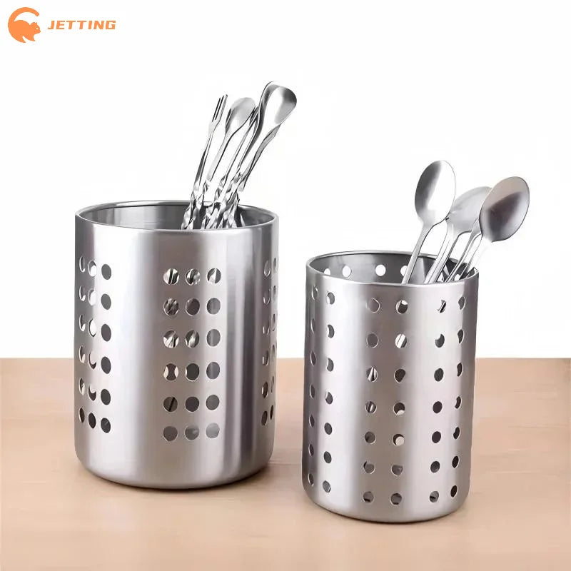 (New) 1Pcs Steel Stainless Cylindrical Chopstick Cutlery Storage Box Suitable For Home Kitchens, Restaurants, And Dormitories