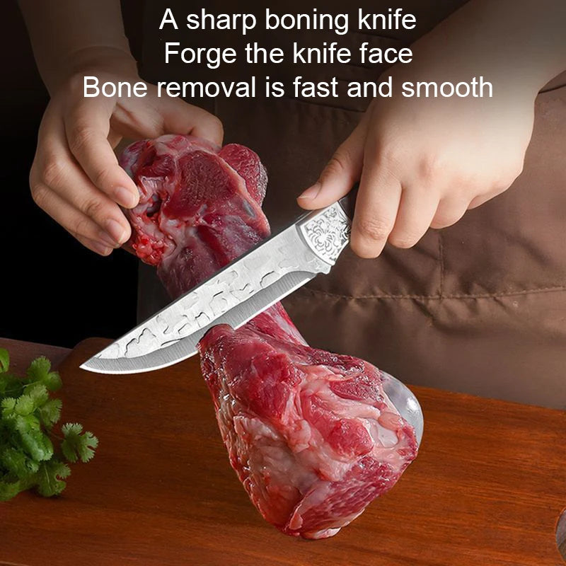 Kitchen butcher boning knife - Hand-forged - Practical type - Japanese chef's knife for cutting fish, fruits, and steaks - Set