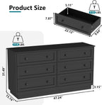 6 Drawer Dresser with Power Outlet, Modern Chest of Drawers with Led Light, Double Wide Drawer Organizer Cabinet