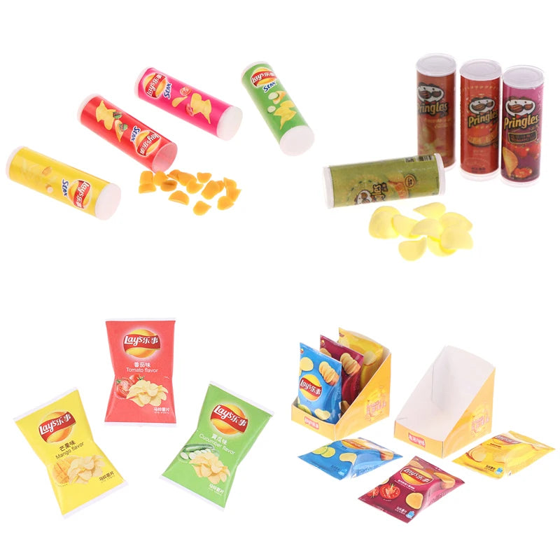 1set Kawaii Mini Simulation Potato Chips Model  Dollhouse Miniature Play Kitchen Food Doll Pretend Toys