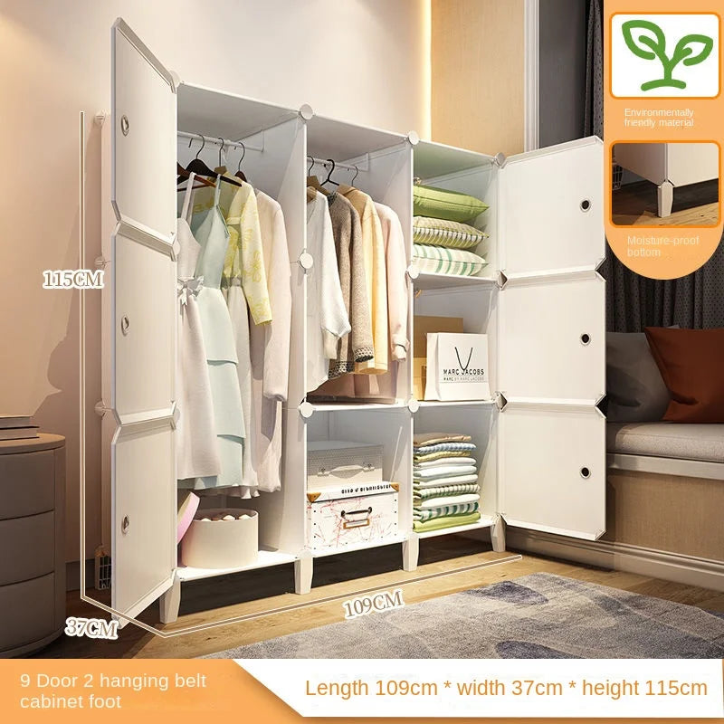 Home Bedroom Furniture Simple Wardrobe Clothes Cabinets Dressers Cube Storage Locker Baby Closet Plastic Collapsible Dustproof
