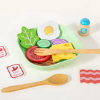 Wooden Kitchen Pretend Play Toy Simulation Wood Food Vegetable Salad Early Learning Chef Simulation Cooking Educational Toys