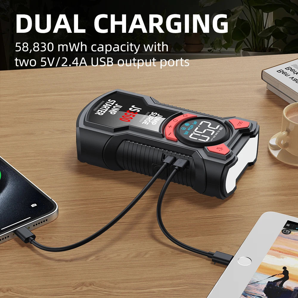 4-in-1 Car Jump Starter & Air Pump