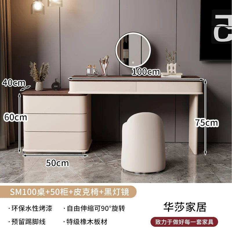 Makeup Mirror Wooden Dresser Set Bedroom Brown Natural Modern Vanity Dressers Nordic Storage Drawer Coiffeuse House Accessories