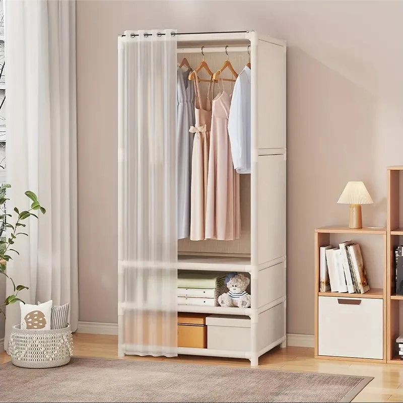 Simple Modern Home Bedroom Wardrobe Assembly, Durable, With Drawers Portable Wardrobe Closet Wardrobe Storage Organiser with Non