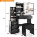 Vanity Desk with Mirror and Led Lights, Makeup Vanity Desk with Sliding Lighted Mirror, Dressing Table Storage for Bedroom