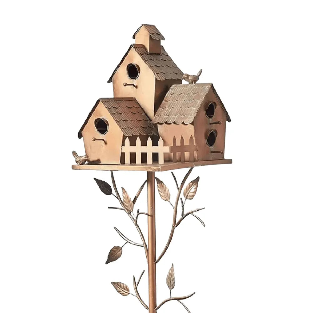Birdhouse Garden Stakes Garden Outdoor Metal Birdhouse Decoration Metal Birdhouse Stake for Outdoor Garden Yard Decoration