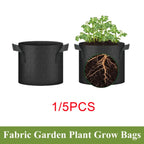 5PCS Felt Grow Bags 5-15 Gallon Potato Fabric Planting Bags Vegetable Strawberry Seedling Bags Breathable Flower Planting Bags