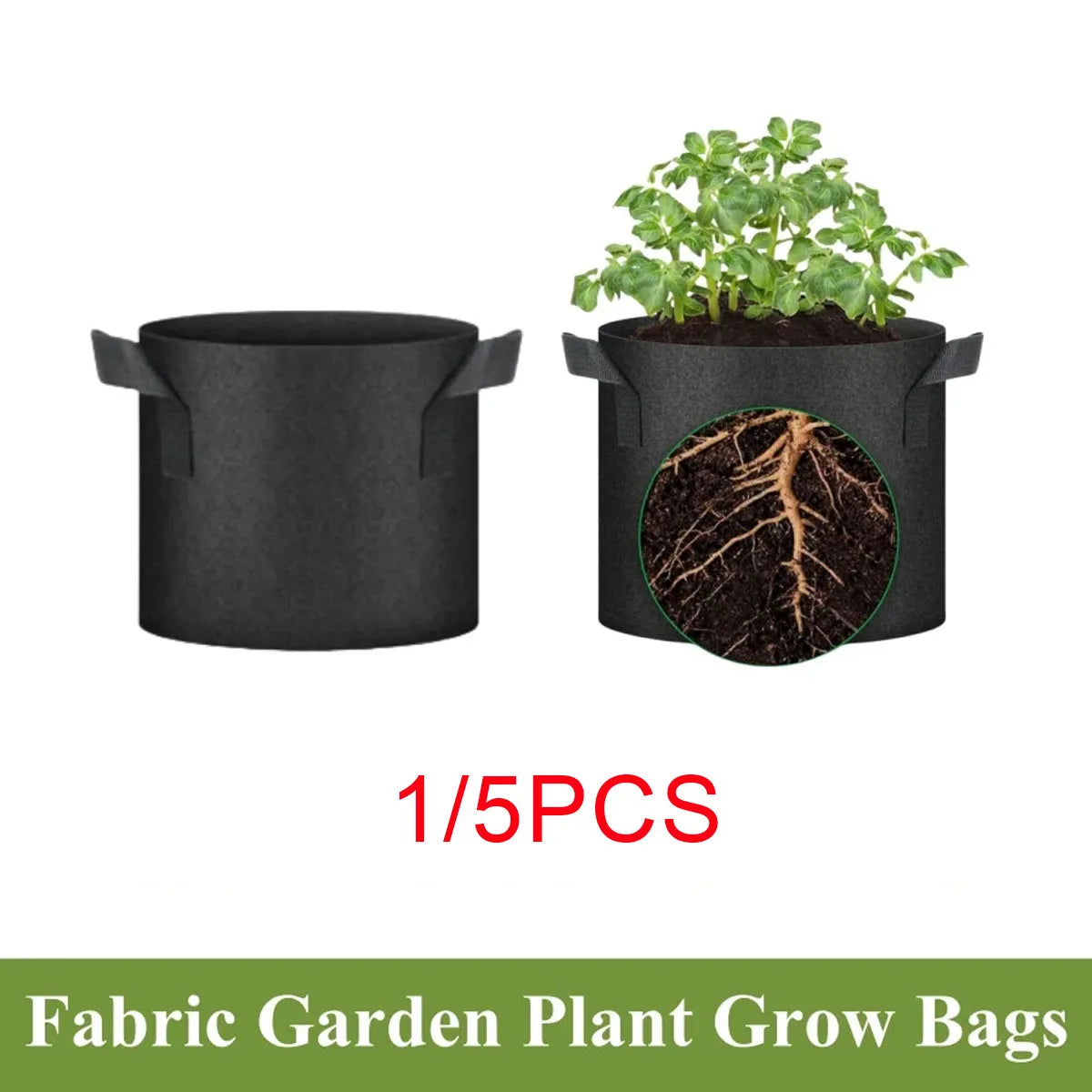 5PCS Felt Grow Bags 5-15 Gallon Potato Fabric Planting Bags Vegetable Strawberry Seedling Bags Breathable Flower Planting Bags