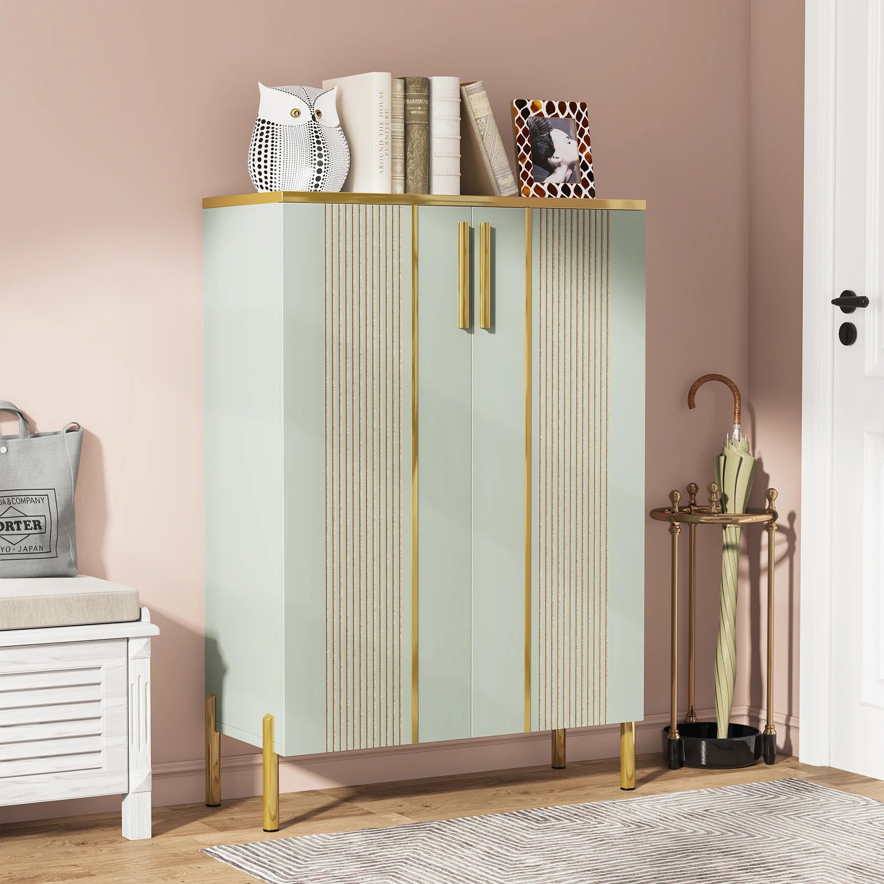 Tribesigns 6-Tier Shoe Cabinet with Doors, Wooden Shoe Storage Cabinet with Adjustable Shelves for Entryway, Hallway, Bedroom