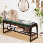 Entryway Bench with Cushion Wood Shoe Storage Bench Shoe Bench Rack Organizer for Hallway, Living Room