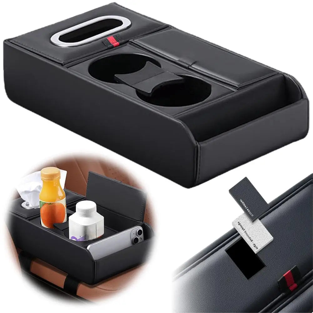 Car Armrest Box Heightening Pad Multifunctional Storage Box Water Cup Case Luxury Vehicle Storage Tissue Holder Organizer N3F6