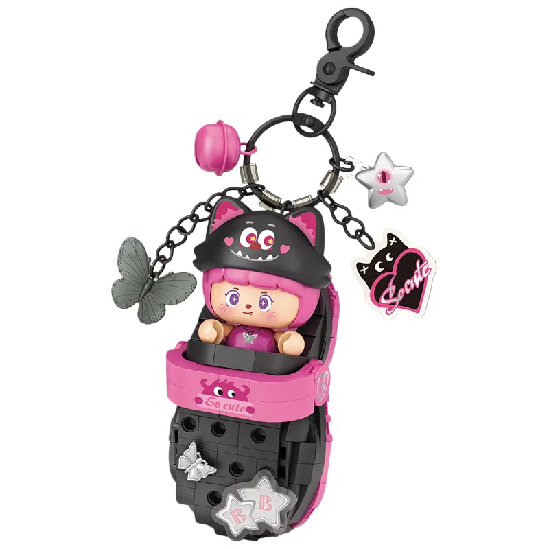 LOZ Panda Big Head Shoes Keychain Model Assembly Toy Home Creative Ornament Building Blocks Set Boys and Girls Birthday Gift