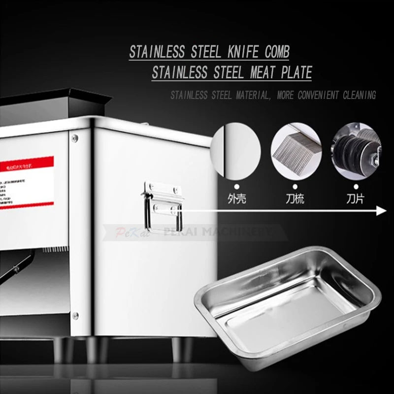 Electric Meat Slicer 150Kg/H 2.5/3.5/5/7MM Commercial Stainless Steel Automatic Vegetable Cutter Grinder Home Appliance