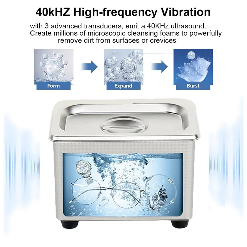 40kHz Ultrasonic Cleaner 0.8L Ultra Sonic Cleaner with Timer Ultrasonic Jewelry Rust Removal Cleaner Ultrasonic Cleaning Machine