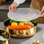 Multi-Purpose Mixing Bowl with Lid, Kitchen Tools & Accessories, Durable Kitchen Items for Hot Pot, Fruit Vegetable Cleaning