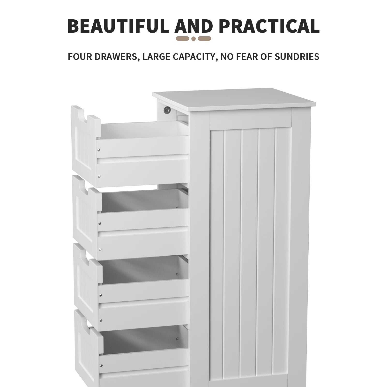 EFAN White 5-drawer storage cabinet 4 drawers Wooden storage cabinet Floor standing Bedroom Living room Bathroom Corridor Hotel