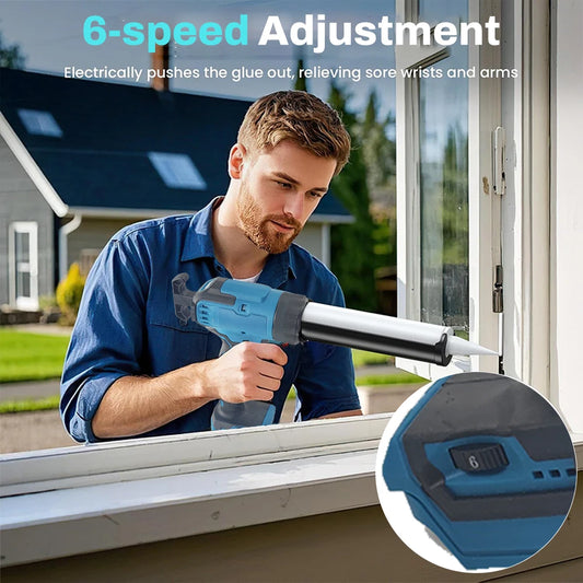 Electric Caulking Gun For Dewalt 20V 18V Battery  6 Gear Adjustable Speed Cordless Caulking Gun Glass LED Electric Silicone Gun