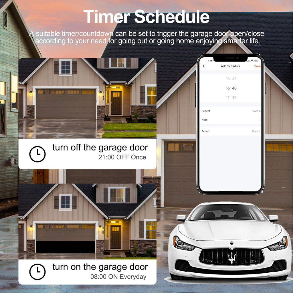 GIRIER WiFi Smart Garage Door Opener Controller Works with Alexa Google Home Assisant Alice App Remote Control No Hub Required