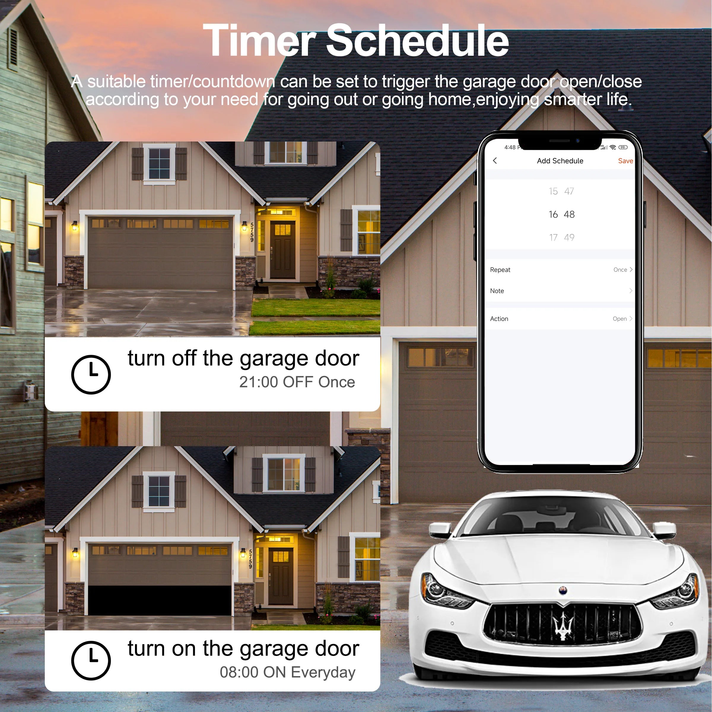 GIRIER WiFi Smart Garage Door Opener Controller Works with Alexa Google Home Assisant Alice App Remote Control No Hub Required