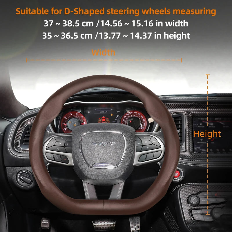 Suitable for Dodge Ultra-Thin Breathable Leather Steering Wheel Cover Suitable for Challenger Journey Charger Caliber Durango Ram 1500 Grand Caravan Dart Dakota Nitro Avenger Viper