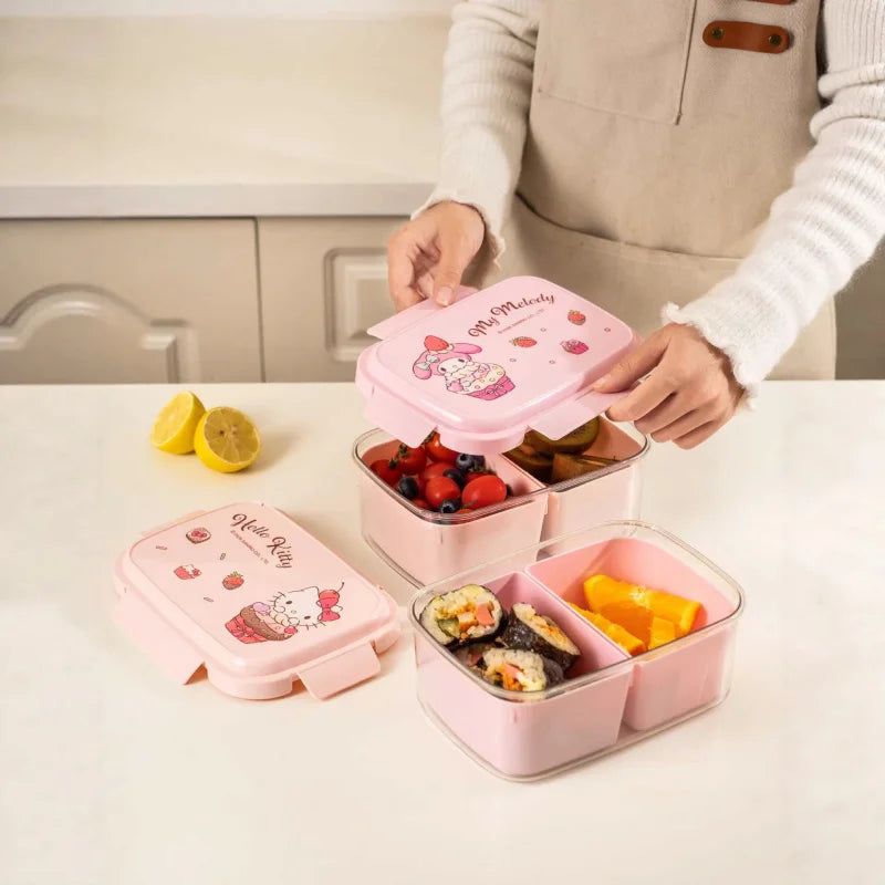 Hello Kitty Kuromi Food Storage Container—Microwave-Safe, Portable, Divided Compartments, Odor-Free, Insulated Lunch Box