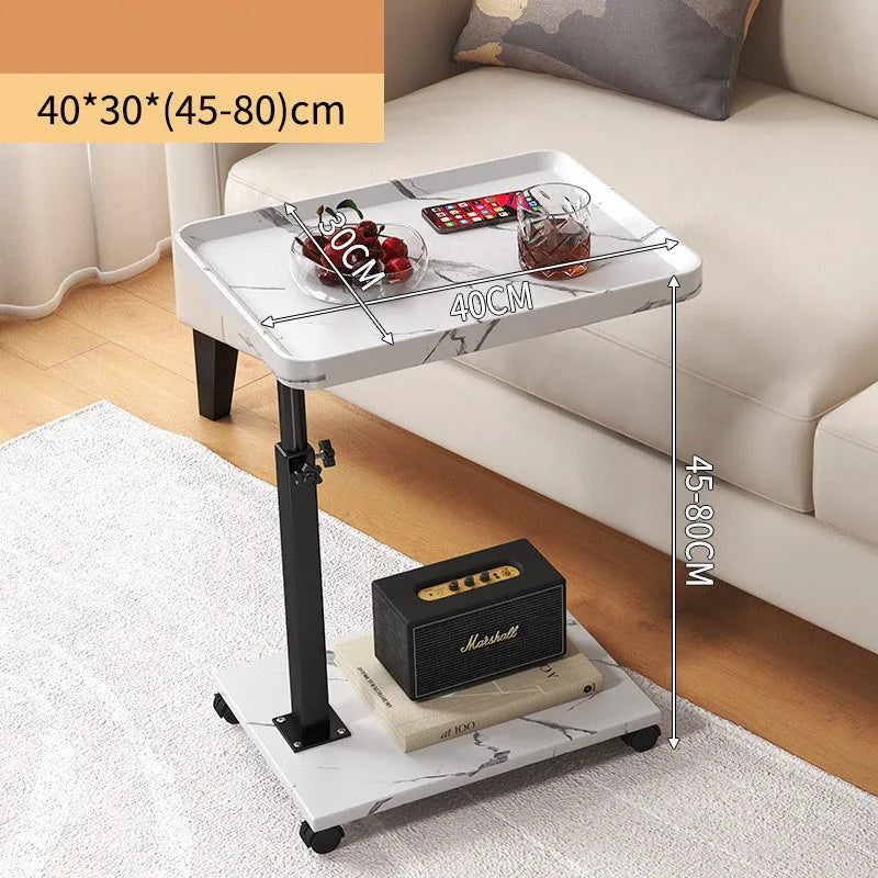 Height Adjustable Couch Side 360 Rotatable Sofa Tray Table Stable Sofa Side Table Home Bedroom Office Movable Coffee Tea Table