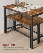 VASAGLE Dining Group, (set, 3 PCs), Kitchen Table 70x110x75 cm, 2 benches each 30x97x50 cm